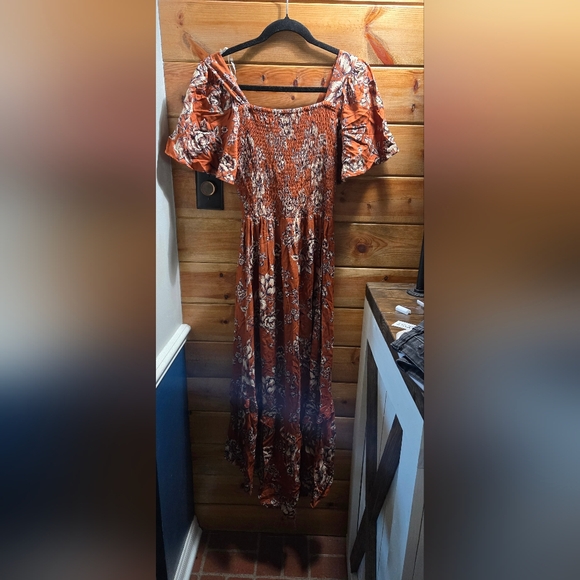 Angie Rust Floral Midi Dress P2p 13. 0052 - Picture 4 of 4